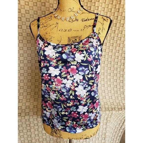 Women's Cami XL Floral Bustier Camisole Sleeveless Layer Floral Y2K Tank Silk - Picture 2 of 8